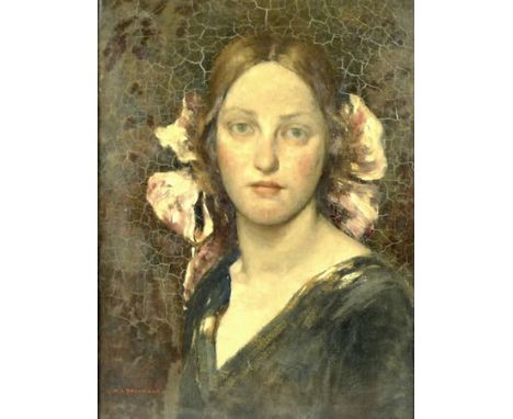 Willem Leendert Bruckman (Dutch, 1866-1928): portrait of Ethel Clack, oil on canvas, 43 by 32cm. 