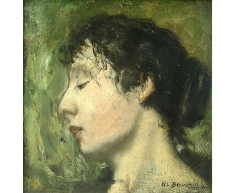 Willem Leendert Bruckman (Dutch, 1866-1928): profile portrait of Violet Bruckman, 23 by 22cm. 