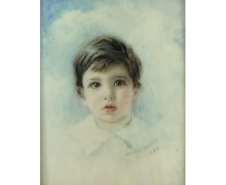 Beatrice Wainright: a portrait miniature of a young boy, painted on ivory, signed and dated 1920, 10 by 8cm.
Reportedly of a 