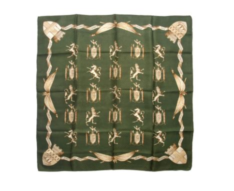 HERMES Paris, Edition Spéciale, années 1940. Carré 'Alliance Franco-Anglaise'Dessinateur: Charles Pittner'Dieu et mon droit -