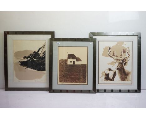 Michael Hannan (American contemporary) - Three limited edition signed serigraph colour prints, the subjects to include a deer