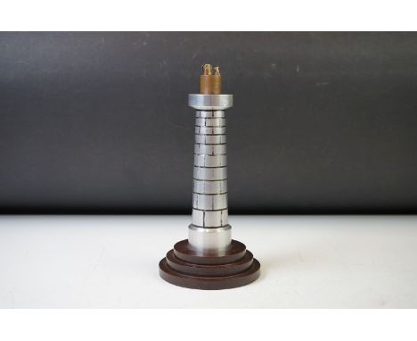 Vintage lighthouse table top metal lighter, 20cm high 