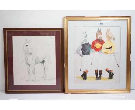 Arther Edwin Tayler (20th century century) - A watercolour study ' Desert Orchid After Winning The Gold Cup 1989 ', signed an