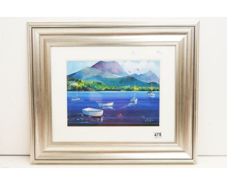 Daniel Campbell (Scottish b.1951), 'Sailing Out, Loch Lomond', print, signed lower right, 24 x 34cm, framed 