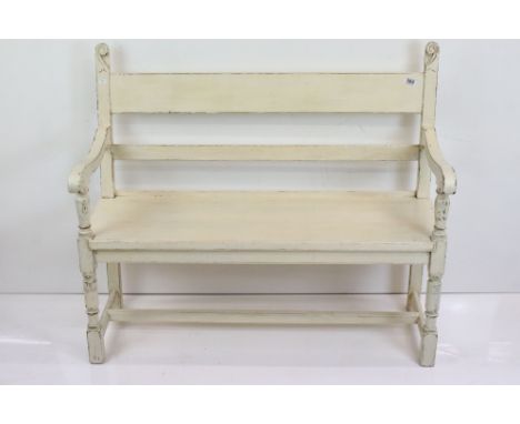 Painted Three Seater Wooden Bench, 118cm long x 52cm deep x 101cm high 