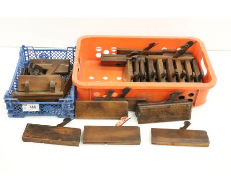 A collection of early 20th century carpenters tools to include quantity of wood planes. 