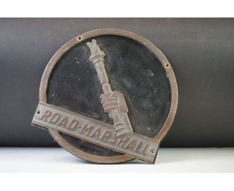 Vintage Road-marshall steam roller plaque, 26.5cm wide 