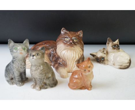 Five Ceramic Cats to include Royal Doulton, Beswick and Goebel 