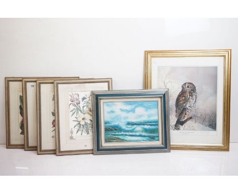 Schubert, seascape, oil on canvas, signed lower left, 29.5 x 39.5cm, framed, Karen Buckley 'The Eyes of the Wood', print, sig
