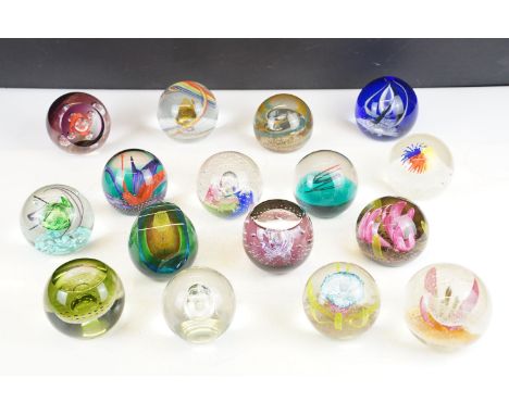 Collection of 16 Caithness limited edition glass paperweights to include Sword Dance, Stargazer, Citadel, Lilac Pool, Sunburs