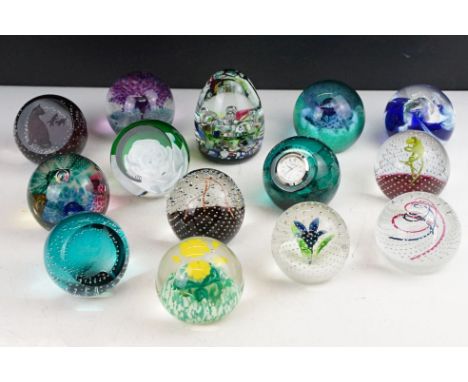 Collection of 14 Caithness glass paperweights to include Mariner, Creatures Great And Small, Wildflower Collection, Polka, Yo