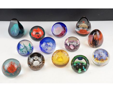 Collection of 13 Caithness ltd edn glass paperweights to include Nineteen Eighty Four,, Incandescence, Ice Forest, Moonlight 