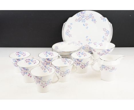 Royal Albert 'Blackthorn' tea set to include 6 cups &amp; saucers, 6 tea plates, milk jug, sugar bowl &amp; sandwich plate 