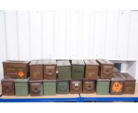 A collection of seventeen British military ammunition boxes. 