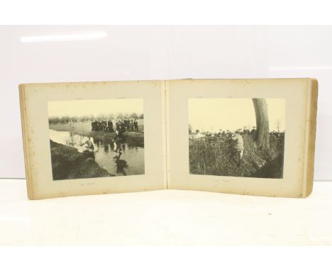 Large early 20th century photograph album, the subjects to include Oxford University related, sports / athletics, horse racin