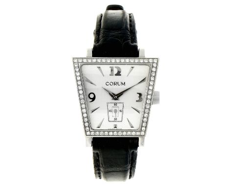 Corum Trapeze 105.404.47 - Ladies watch. Case: steel - strap: leather - quartz - documents - condition: good, movement is in 