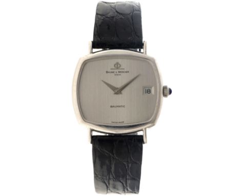 No Reserve - Baume & Mercier Baumatic 18K. 37072 - Men's watch. Case: white gold (18K.) - strap: leather - automatic - condit