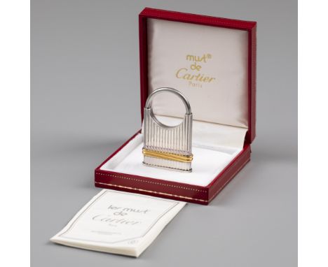 Louis Cartier Vendôme key ring. Brass and stainless steel with palladium and gold plating finished key ring with gadroon moti