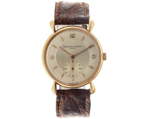 Vacheron Constantin Le Historiques 18K. 'Fancy Lugs' - Men's watch - approx. 1950. Case: rose gold (18K.) - strap: leather - 