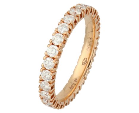 18K Rose gold alliance ring set with approx. 1.30 ct. diamonds. Set with 26 brilliant cut diamonds of approx. 1.30 ct. (SI / 