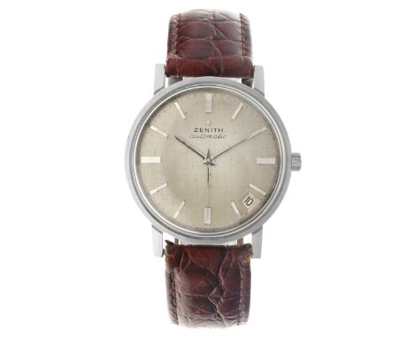 No Reserve - Zenith Vintage Automatic 'Linen Dial' - Men's watch. Case: steel - strap: leather - automatic - condition: good,