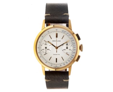 Breitling Cadette Chronograph 1156 - Men's watchCase: goldplated - strap: leather - manual winding - last service: March 2022