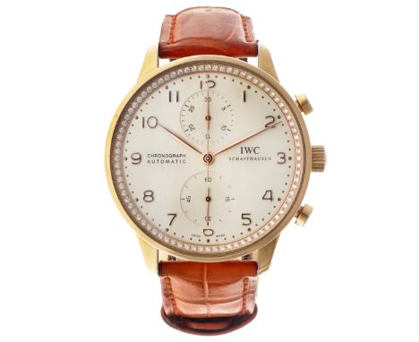 No Reserve - IWC Portugieser Chronograph 18K. IW371484 - Men's watch - 2014. Case: rose gold (18K.) - strap: leather - automa