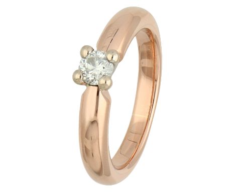 14K Rose gold solitaire ring set with approx. 0.26 ct. diamond. Set with a brilliant cut diamond of approx. 0.26 ct. (SI / H 