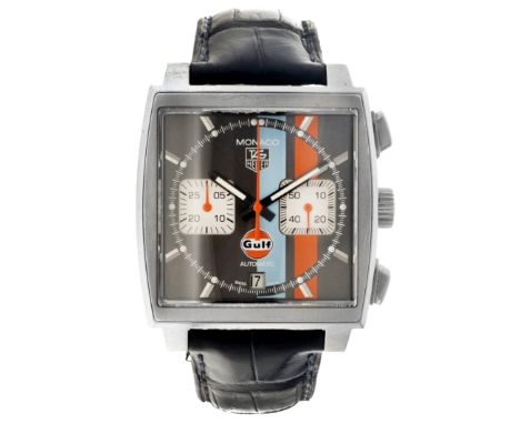 No Reserve - TAG Heuer Monaco Gulf caw2113 - Men's watch - 2014. Case: steel - strap: leather - automatic - box, documents, c