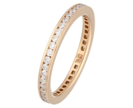 18K Yellow gold alliance ring set with approx. 0.55 ct. diamond. Set with 43 brilliant-cut diamonds of approx. 0.55 ct (VS-SI