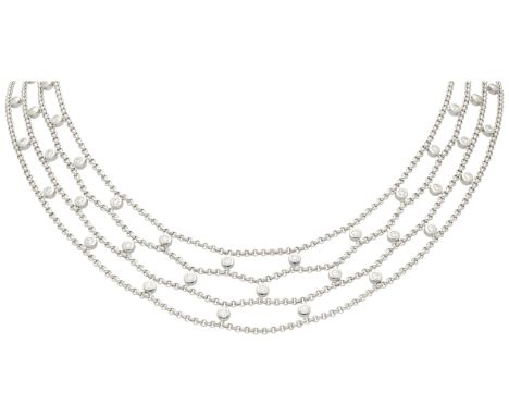 Chopard 18K witgouden vier-rijig necklace 'Les Chaines'. Set with 29 brilliant-cut diamonds (VVS-VS / F - G). In good conditi