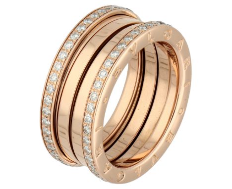 Bvlgari 18K rose gold Bzero.1 ring set with approx. 0.92 ct. diamond. Set with 88 brilliant cut diamonds of approx. 0.92 ct i