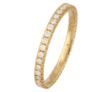 18K Yellow gold alliance ring set with approx. 0.36ct. diamonds. Set with 38 brilliant cut diamonds totaling approximately 0.