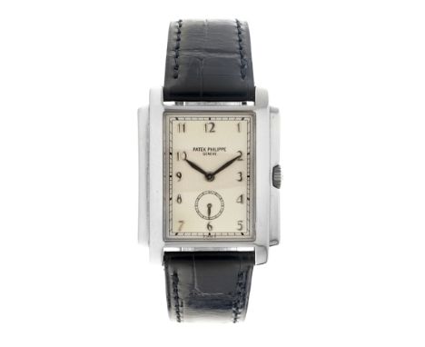 Patek Philippe Gondolo 5024G-011 - Men's watch - 2007.&nbsp;Case: white gold (18K.) - strap: leather (18K white gold PP buckl