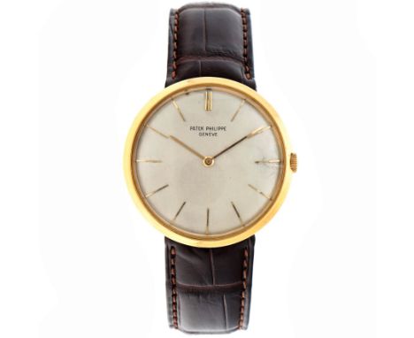 Patek Philippe Calatrava 2591 - Men's watch - approx. 1960. Case: yellow gold (18K.) - strap: leather - manual - condition: g