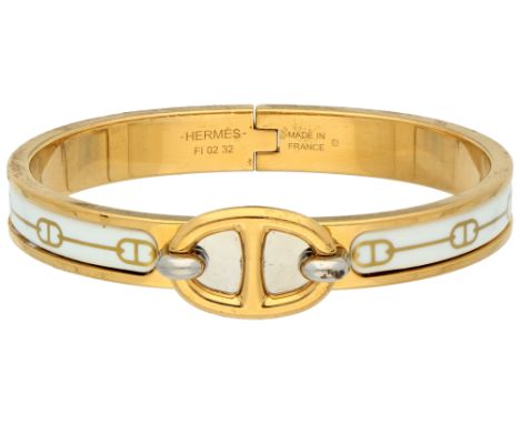 Hermès bangle click H. With printed enamel. In good condition. Signed Hermès and numbered: FI 0232, maker's mark. Inner dimen