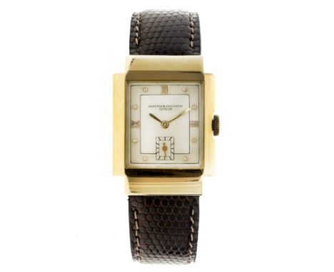 No Reserve - Vacheron &amp; Constantin Tank 18K. - Men's watch. Case: yellow gold (18K.) - strap: leather - manual winding - 