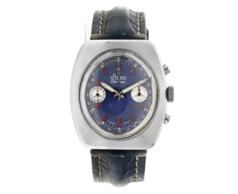 No Reserve - Stowa Chrono 372-33 - Men's watch. Case: steel - strap: leather - manual winding - condition: good, movement is 