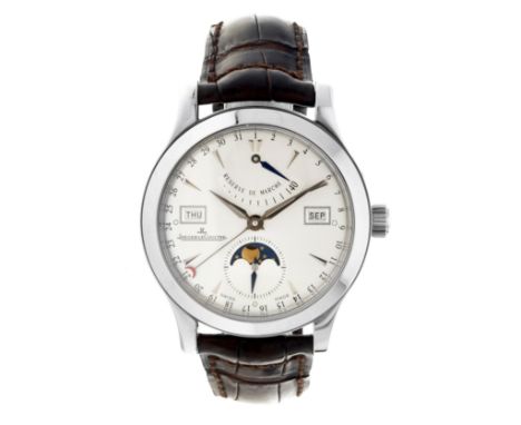 Jaeger-LeCoultre Master Calendar 147.8.41.s - Men's watch - 2006. Case: steel - strap: leather - automatic - box, documents, 