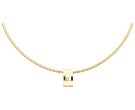 Chopard 18K yellow gold flexible spiro tube necklace with pendant with approx. 0.03 ct. Happy Diamond. With brilliant cut dia