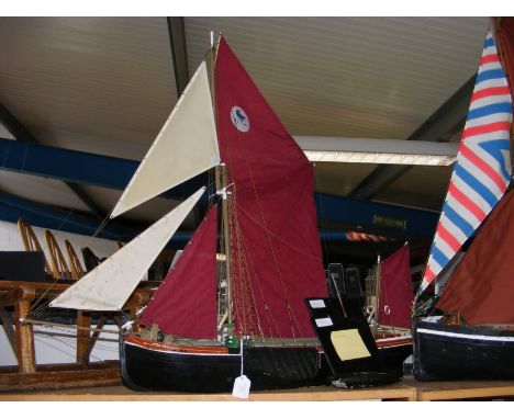 Scratch built 1:48 scale remote control ship of Thames Barge 'Linda May'. Includes receiver - no transmitter.