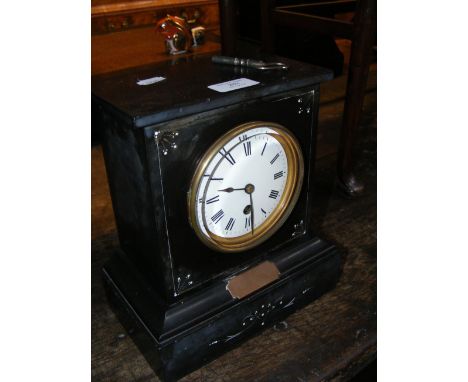 A Victorian slate mantel clock - 25cm high
