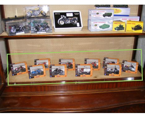 A collection of Indian die cast model motorbikes 