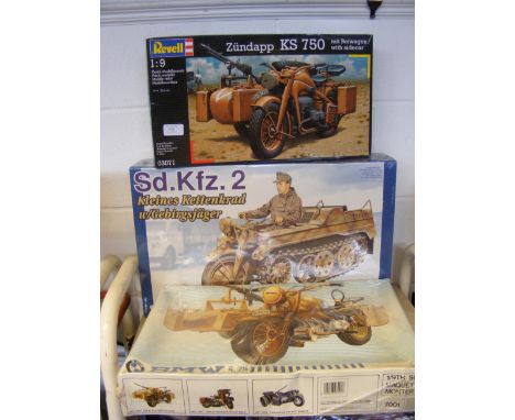 A Revell Zundapp KS750 motorbike model kit, together with two others 