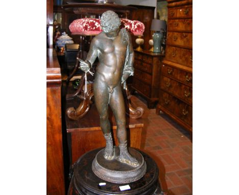 MICHELE AMODIO - antique bronze of Narcissus - signed M. Amodio, Napoli - 62cms high CONDITION REPORT Restoration/Repair to t