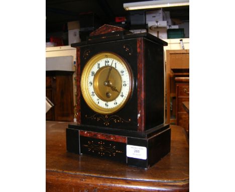 A Victorian slate and marble mantel clock