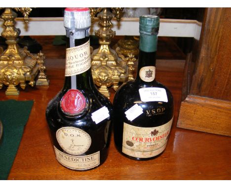 A vintage bottle of Courvoisier Cognac and one other liqueur  