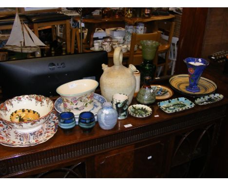 Assorted ceramics including Celtic pottery, Newlyn Cornwall