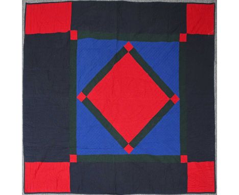 20th Century Amish Pattern Quilt, a recognisable design used by the Amish Quilters, incorporating solid coloured fabrics in a