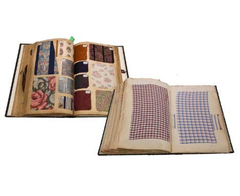 Early 20th Century French Fabric Sample Book, enclosing samples in silk, crepe and wool flannel in stripes and checks, 33cm b